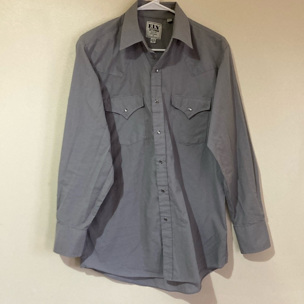 Ely Cattleman western pearl snap grey dress shirt